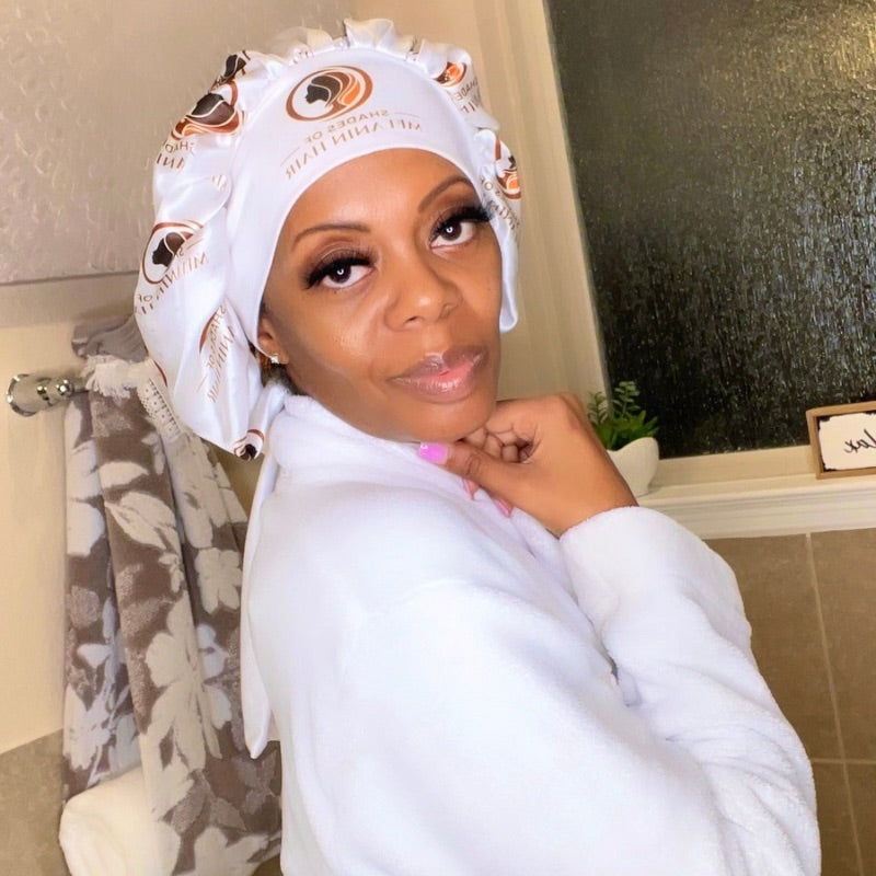 Comfortable Satin Bonnets Shades of Melanin Hair - Main Image